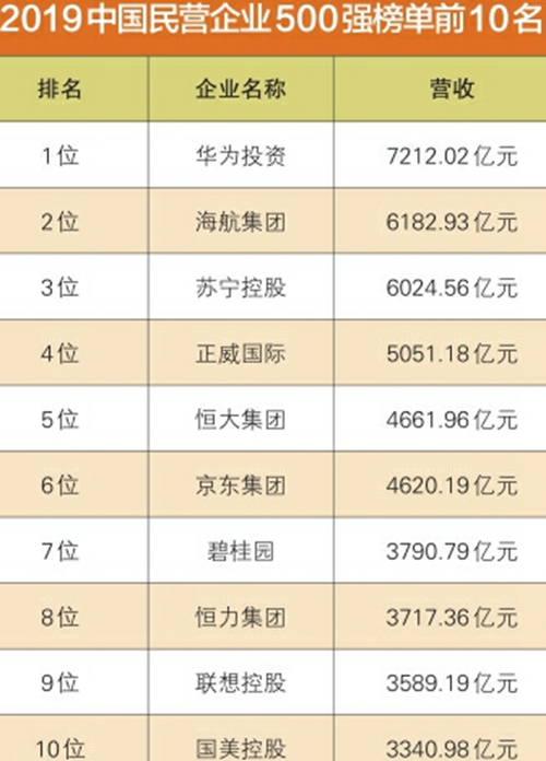 2019中国民营企业500强：11家川企上榜(图1)