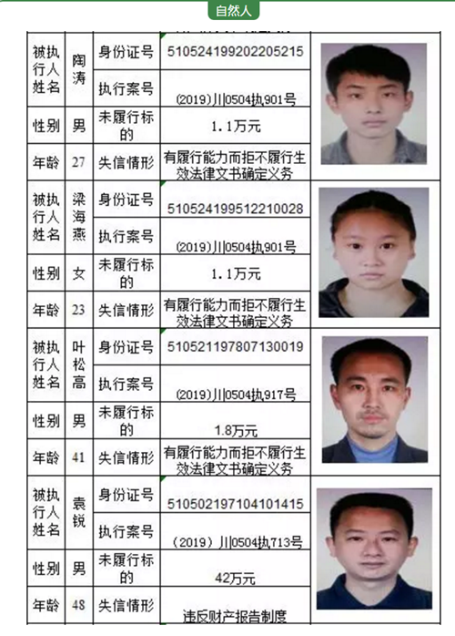 龙马潭区法院公告一批失信被执行人名单(图5)