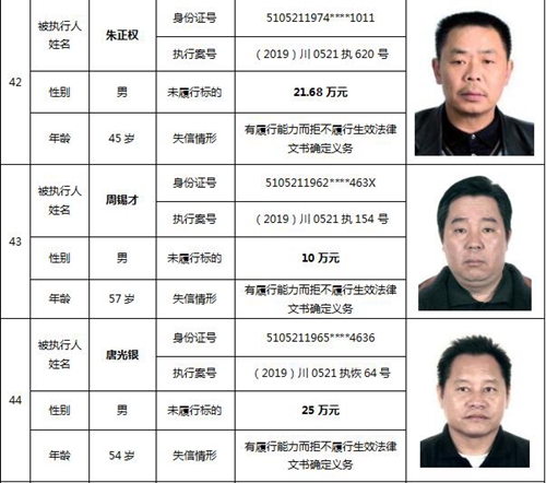 泸州中院公布一批失信被执行人名单(图21)