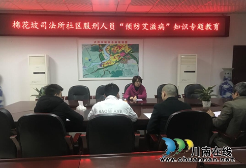 纳溪区棉花坡镇开展社区服刑人员“预防艾滋病”专题教育(图1)