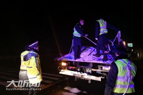 泸州山区迎降雪&nbsp;高速交警奋战在一线保畅通(图3)