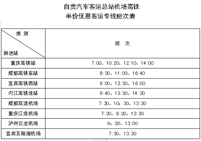 3月11日起 自贡这8条客运专线半价
