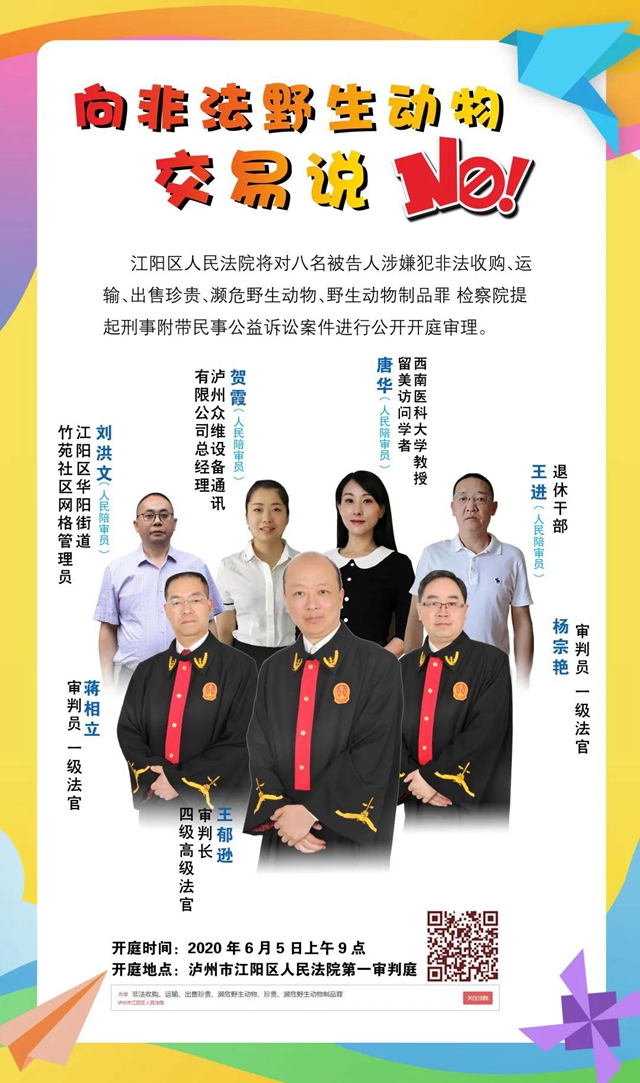 【江阳区人民法院庭审直播预告】八名被告人涉嫌犯非法收购、运输、出售珍贵、濒危野生动物、野生动物制品罪(图1)