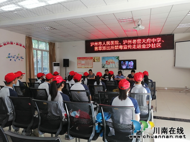 江阳区“你我携手 为青春护航”禁毒宣传走进茜草街道金沙社区(图2)