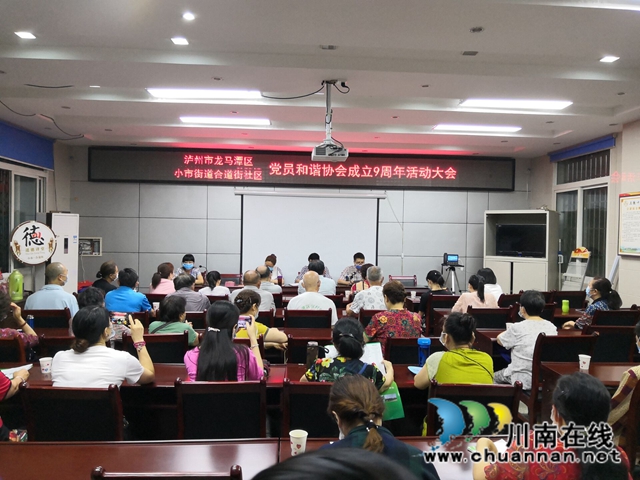 龙马潭区小市街道合道街社区召开“党员和谐协会”成立九周年活动大会(图1)