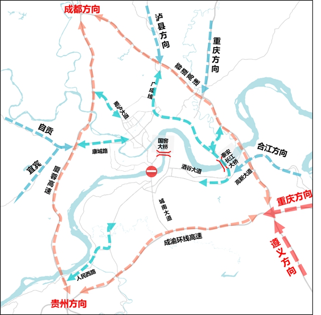 泸州国窖大桥单双号限行！过境泸州外地车这样走（内附换乘摆渡车线路）(图6)