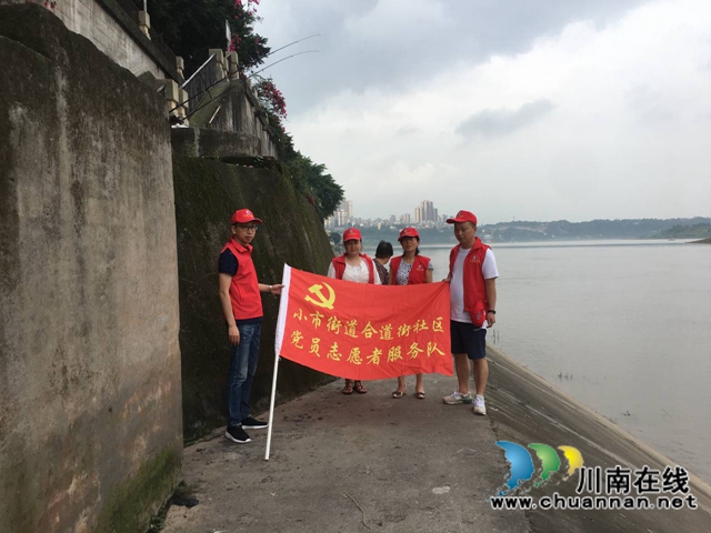 龙马潭区小市街道合道街社区党员和谐协会党支部开展汛期巡河活动(图1)