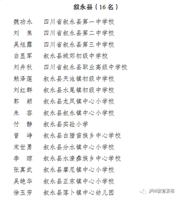 有你的老师吗？泸州通报表扬一批优秀教师、班主任(图27)