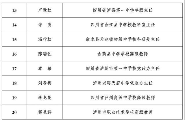 公示丨泸州市2020年度“酒城英才”拟入选名单出炉！(图11)