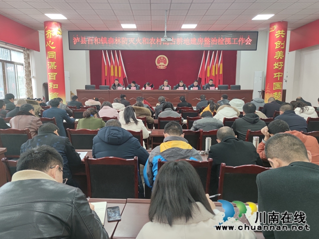 泸县百和镇召开森林防灭火和农村乱占耕地建房整治检视工作会(图1)