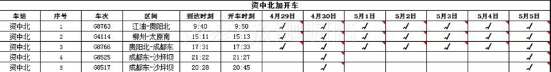 紧急通知!五一期间,内江、隆昌、资中将加开、停开这些高铁列车(图3) 紧急通知!五一期间,内江、隆昌、资中将加开、停开这些高铁列车(图3)