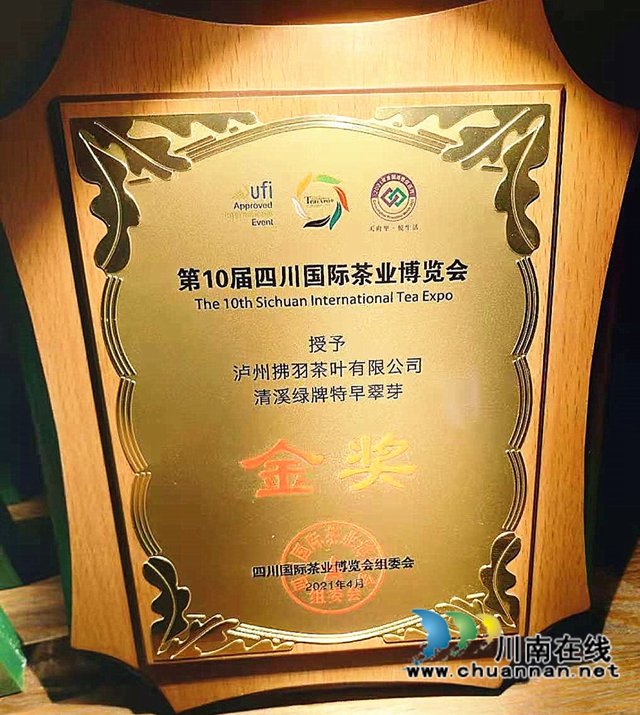 小荷才露尖尖角！纳溪“拂羽翠芽”斩获第十届四川国际茶业博览会金奖(图1)