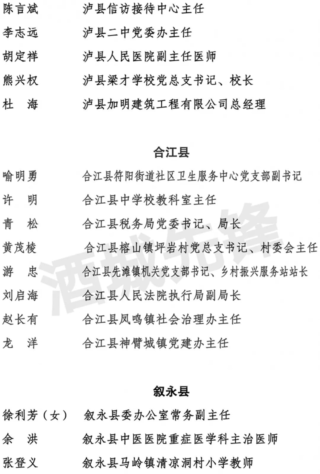 中共泸州市委组织部关于全市“两优一先” 拟表彰对象的公示(图3)