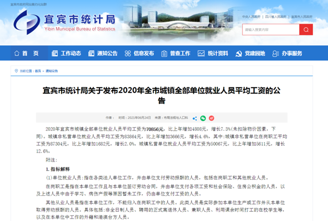 7万+！2020年宜宾市平均工资出炉！(图1)