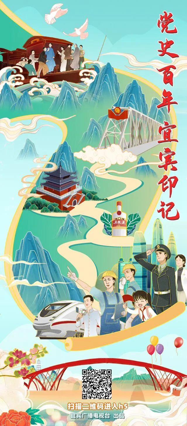 “宜宾百年印记”手绘图出炉！超100个场景，细节太惊艳……(图1)