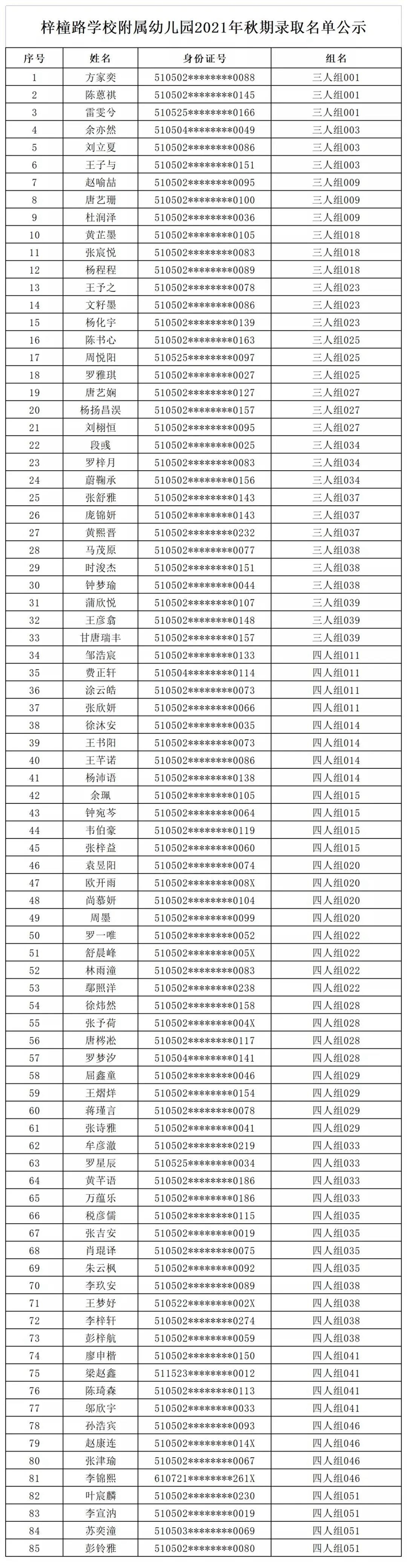 速看｜江阳区主城区公办幼儿园录取名单公示(图4)