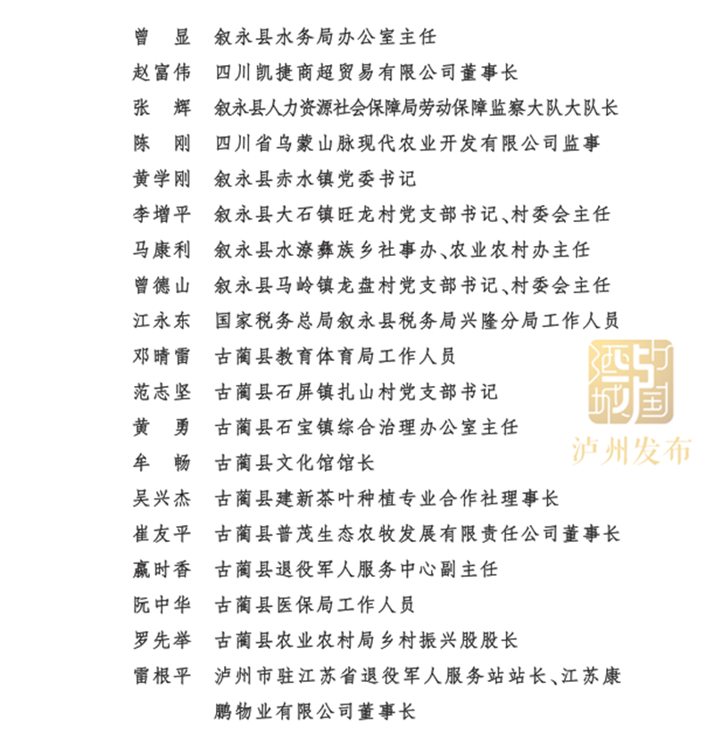 祝贺！泸州表扬一批双拥工作先进单位、个人及优秀退役军人(图9)