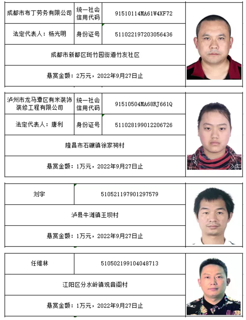 龙马潭法院 | 最新悬赏名单！单笔最高49万元悬赏金等你来拿！(图4)