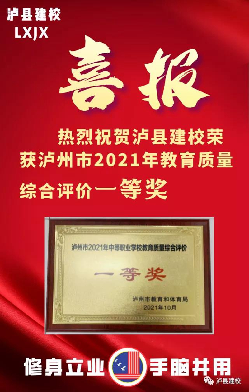 泸县建校荣获泸州市2021年教育质量综合评价一等奖(图1)