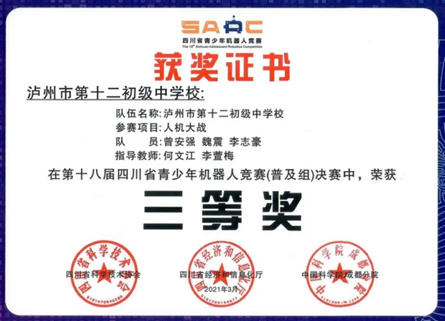 泸州十二中再获科创大奖!(图5) 泸州十二中再获科创大奖!(图5)