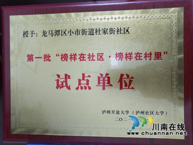 龙马潭区小市街道杜家街社区荣获2019-2020市级年度优秀社区学习中心(图1)